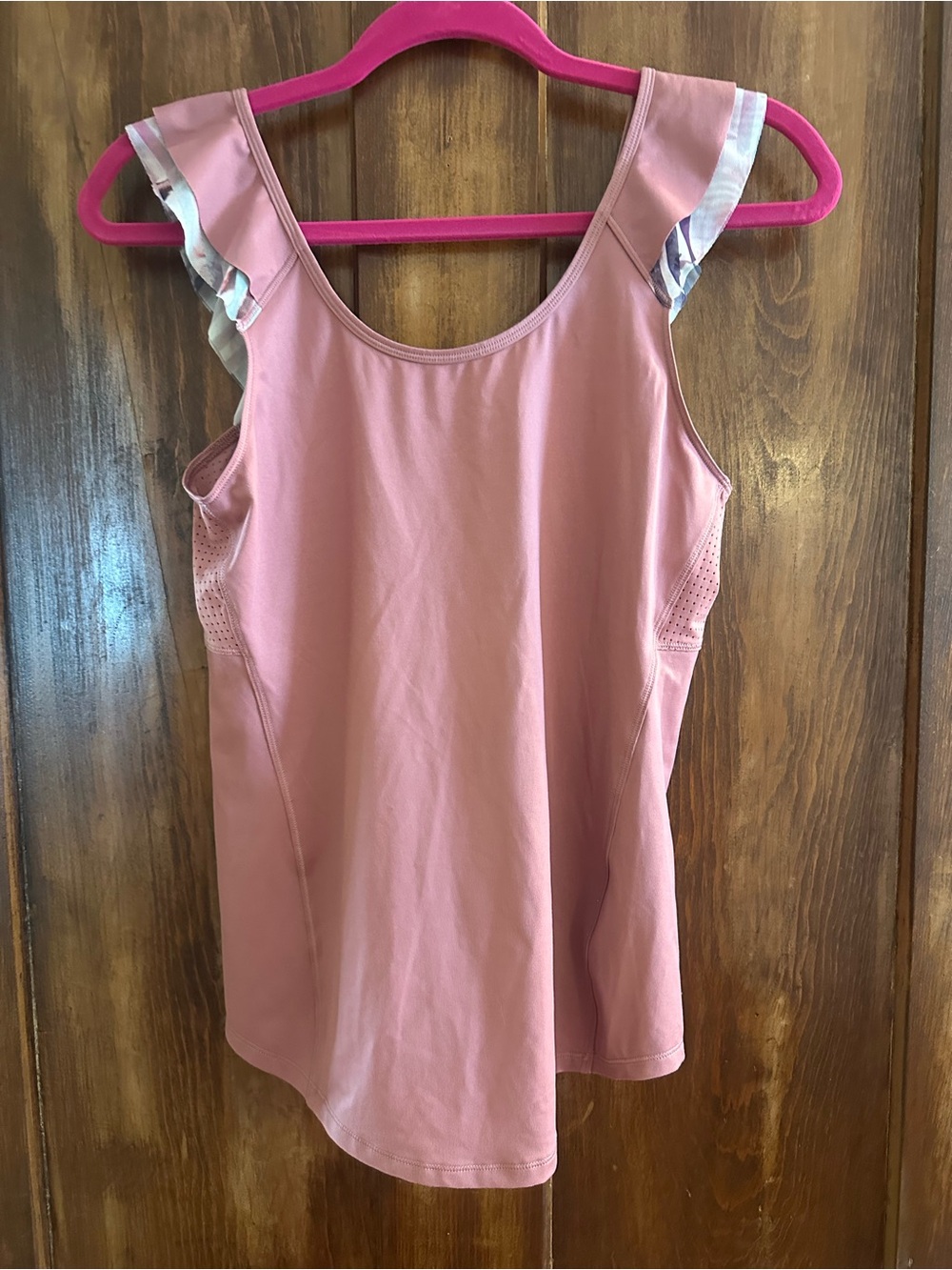 CALIA by Carrie Underwood Dusty Rose Ruffle Shoulder Tank
